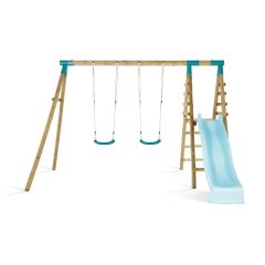 Roloway Wooden Double Swing Set with Slide