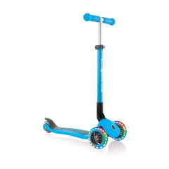Globber Primo Foldable 3 Wheeled Scooter with Lights - Sky Blue