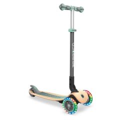 Globber Primo Foldable Wood 3 Wheeled Scooter with Lights