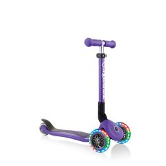 Globber 3 Wheeled Junior Foldable Scooter with Lights - Purple