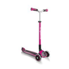 Globber Master Lights - Wide Deck 3 Wheeled Scooter - Deep Pink