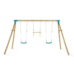 Plum Mangabey Wooden Swing Set with Trapeze and Double Swing